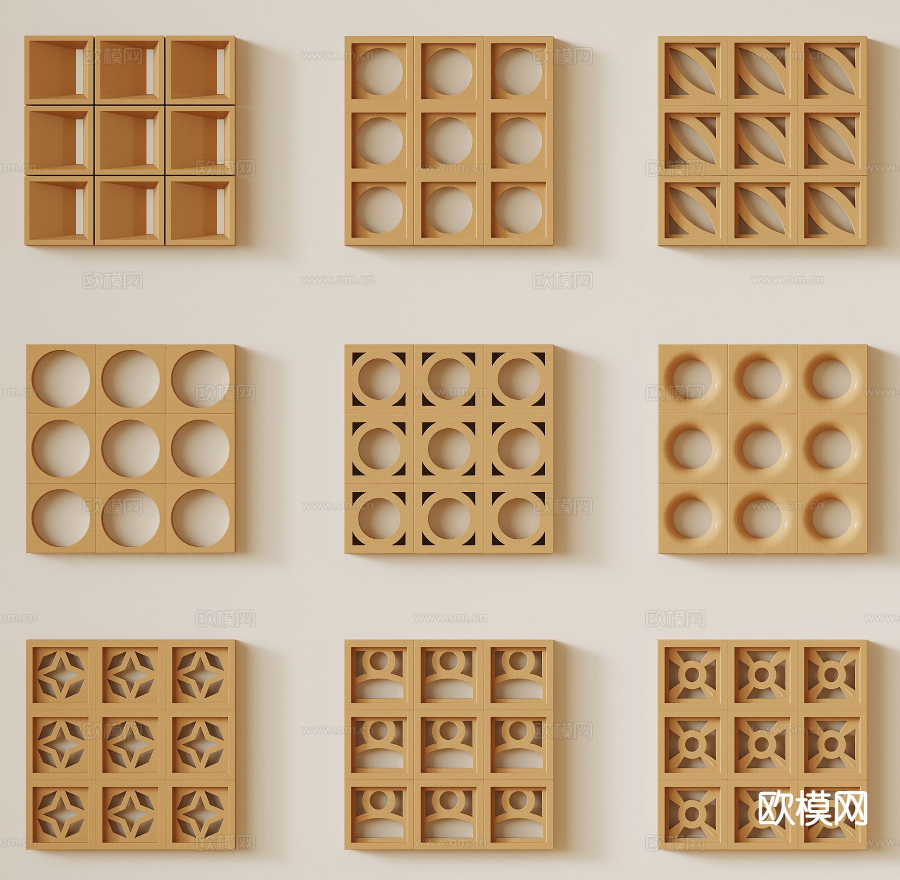 侘寂隔断 空心砖 水泥砖3d模型