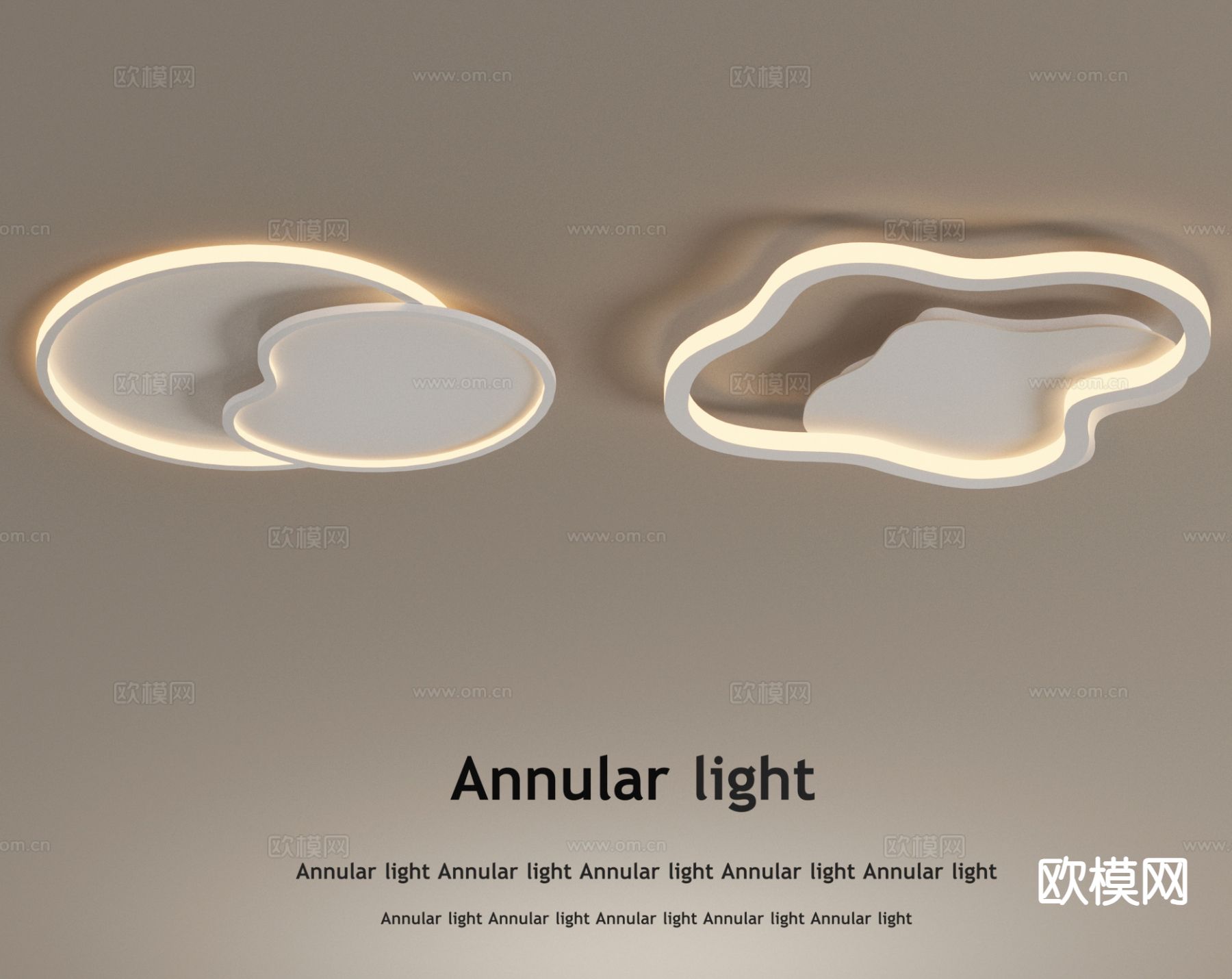 奶油风吸顶灯su模型下载（渲染图2）
