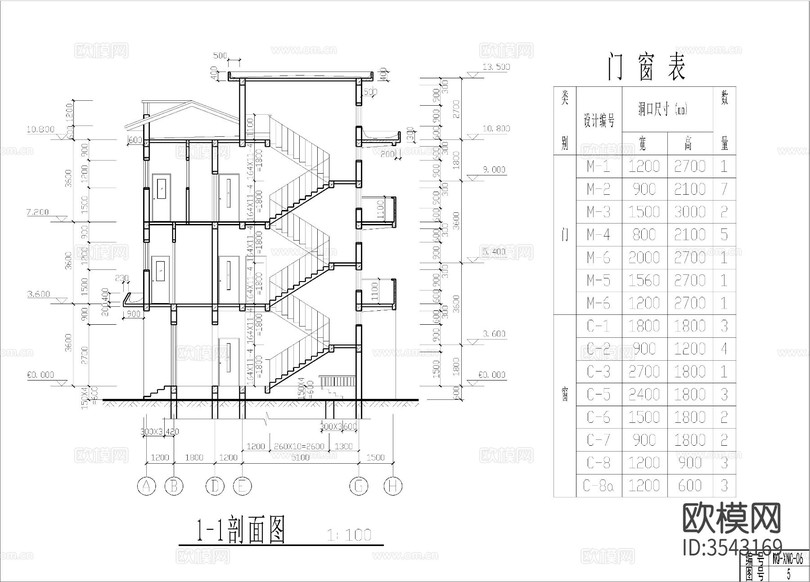 三層自建房cad施工圖下載(渲染圖4)