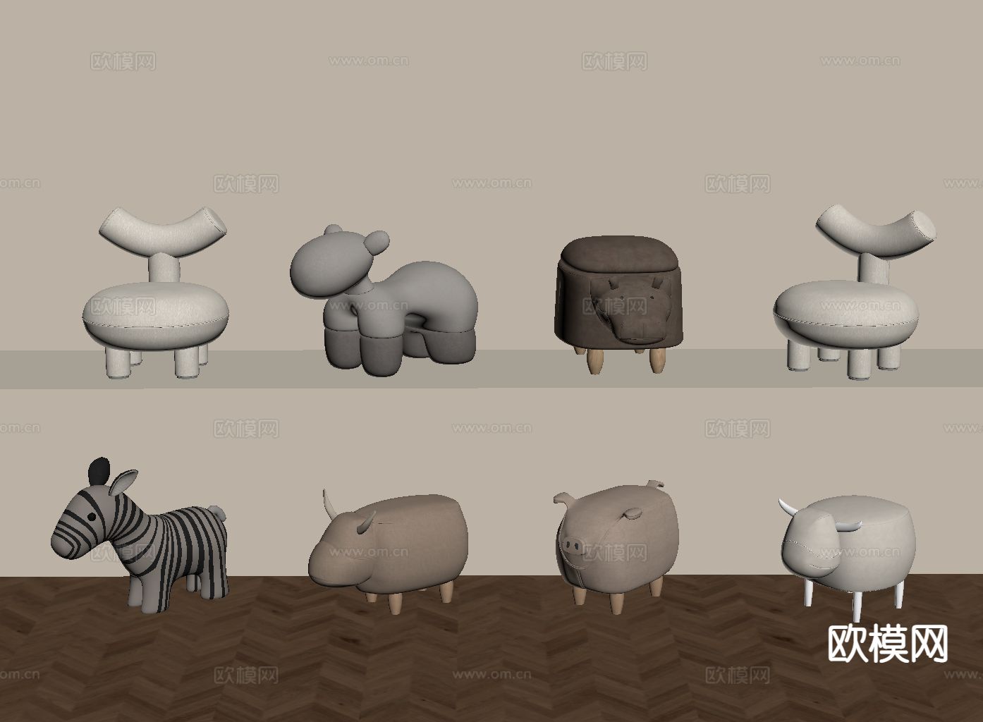 儿童椅 卡通椅su模型下载（渲染图1）