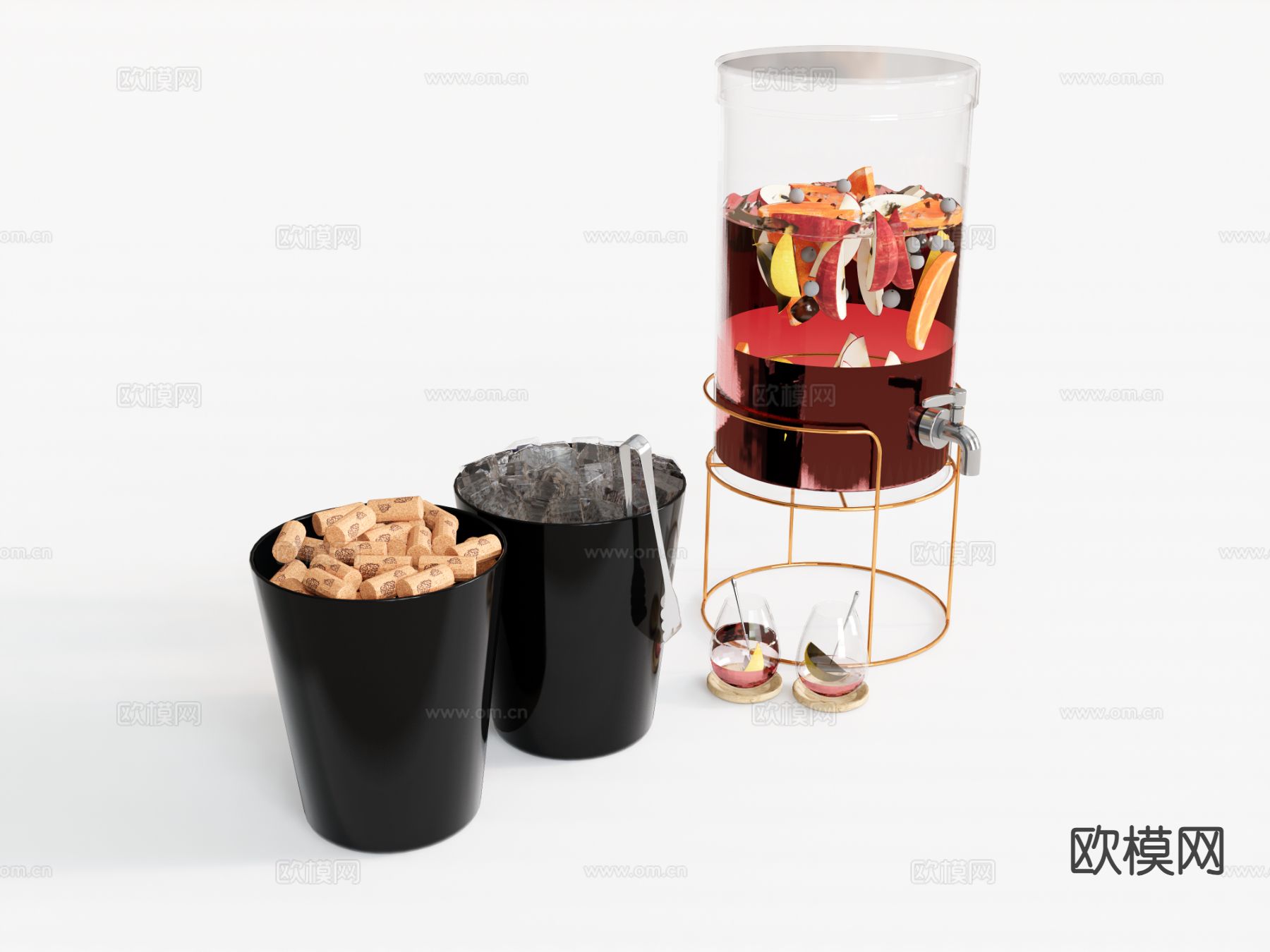 餐具冰桶 水果壶su模型下载（渲染图2）