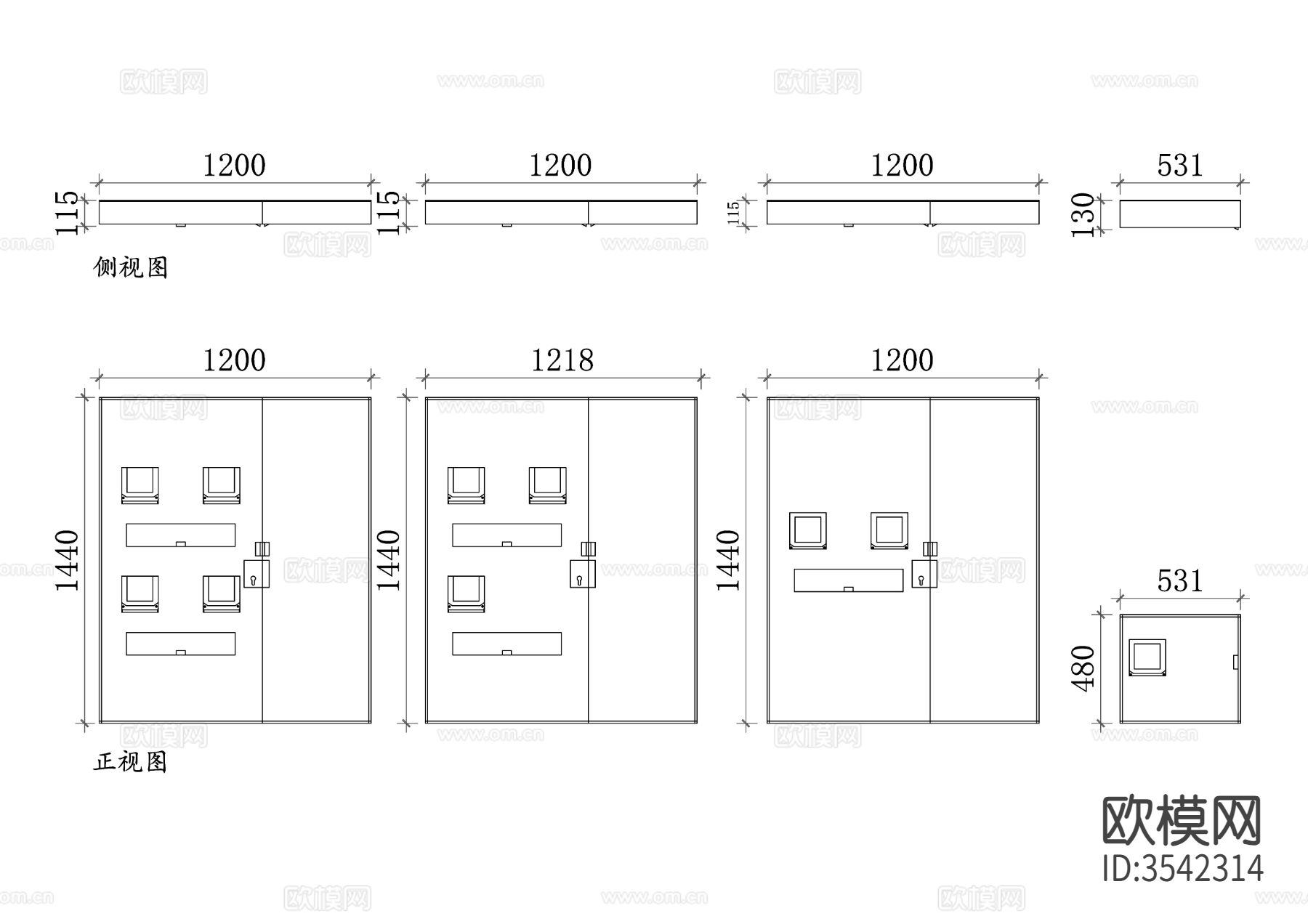 断路器盒cad平立面图下载