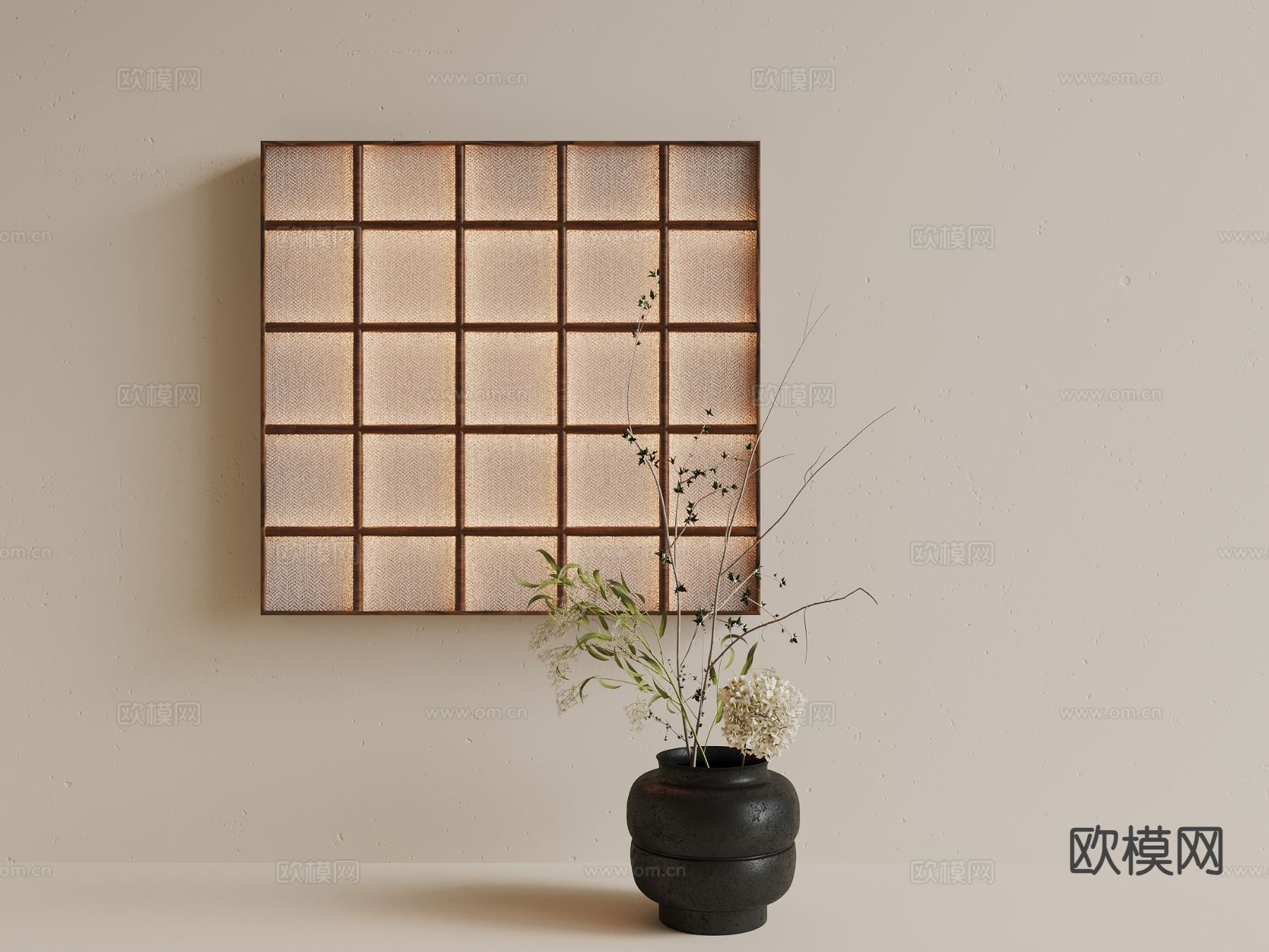 中古风壁灯 网格壁灯su模型下载（渲染图2）