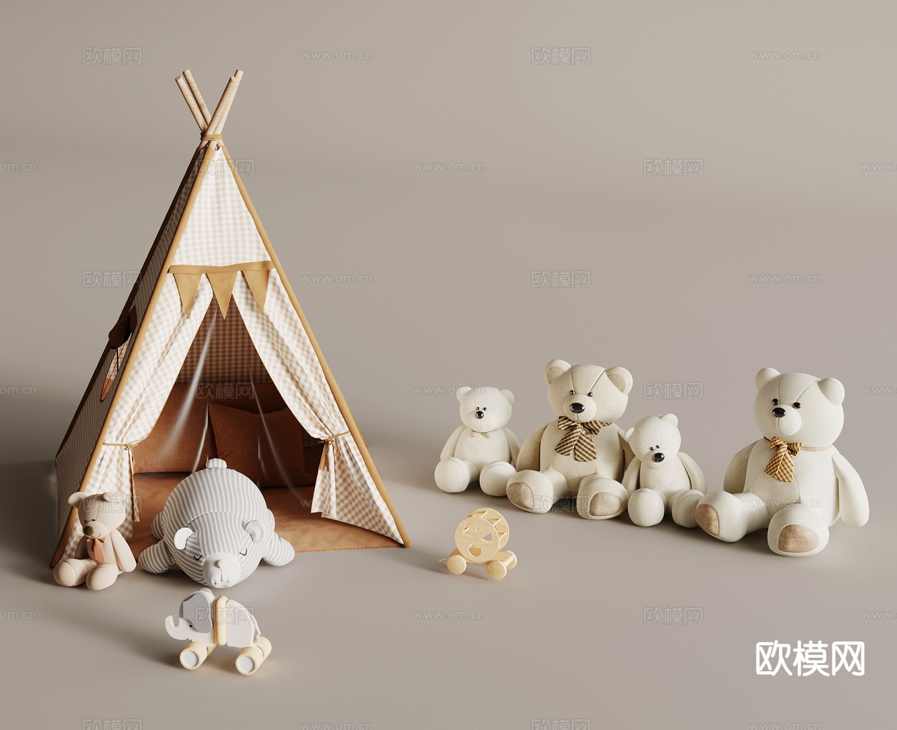 玩具 儿童帐篷 娃娃 公仔su模型下载（渲染图2）