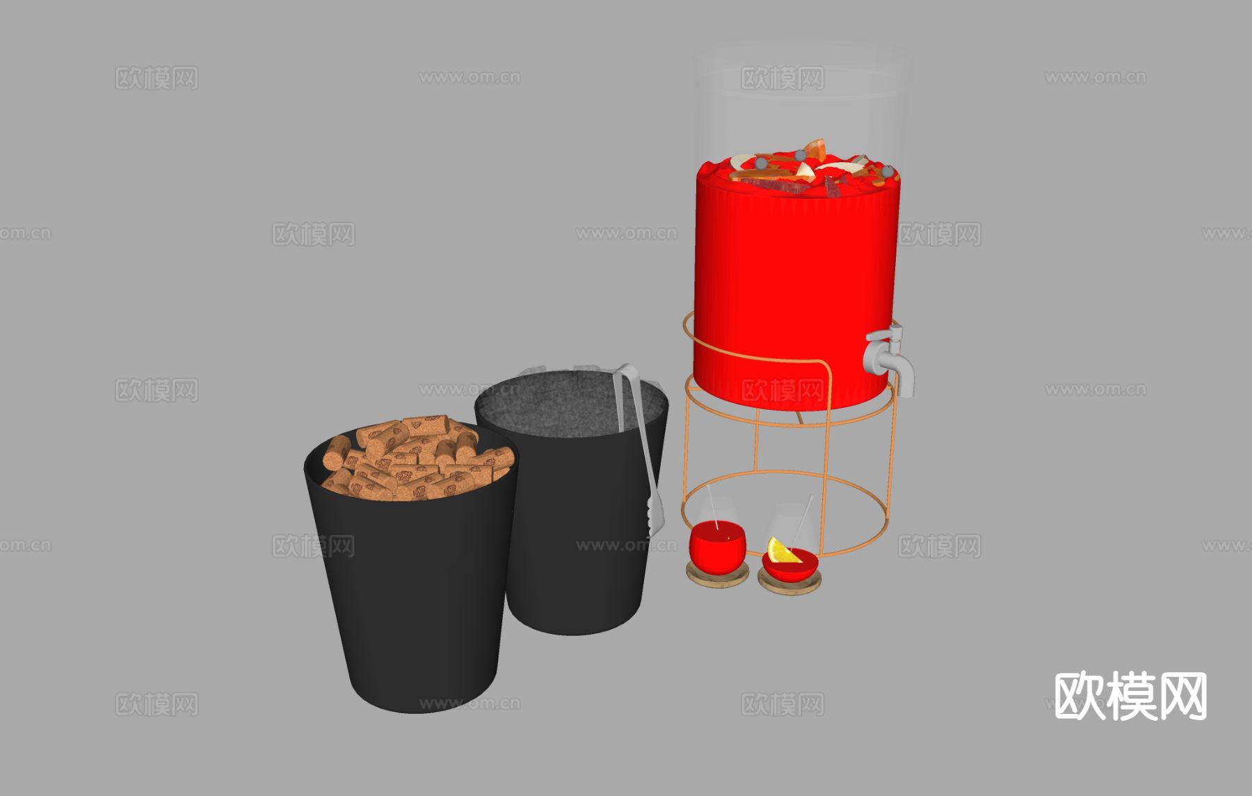 餐具冰桶 水果壶su模型下载（渲染图1）