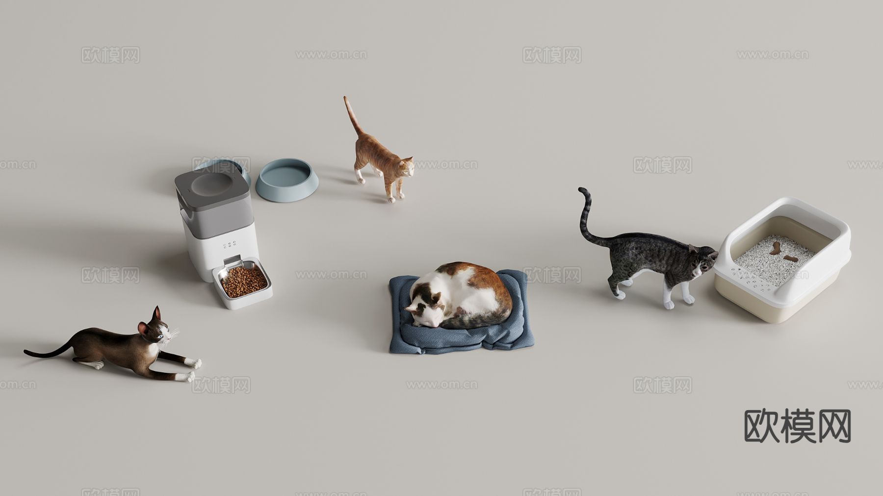 宠物用品 猫  猫食物 猫砂3d模型