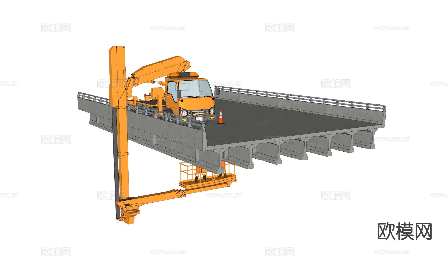 桥梁检测车su模型下载（渲染图1）