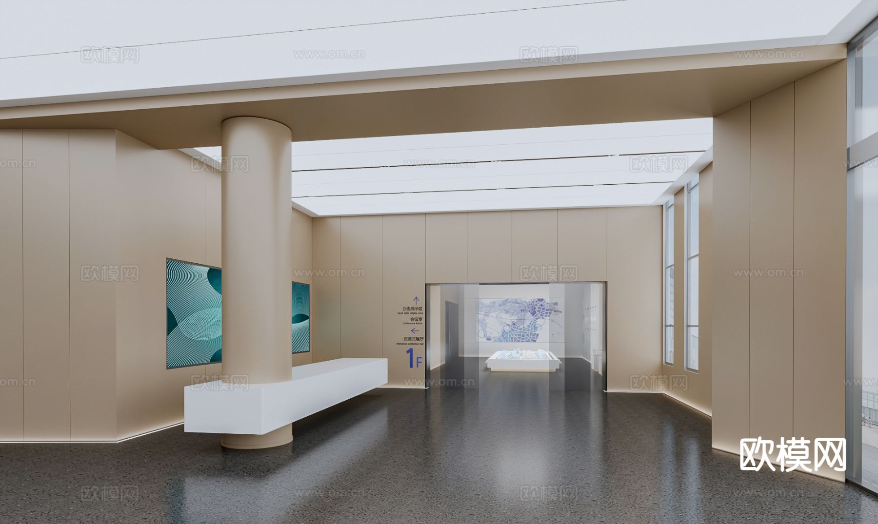 公司大堂 写字楼大堂su模型下载（渲染图4）