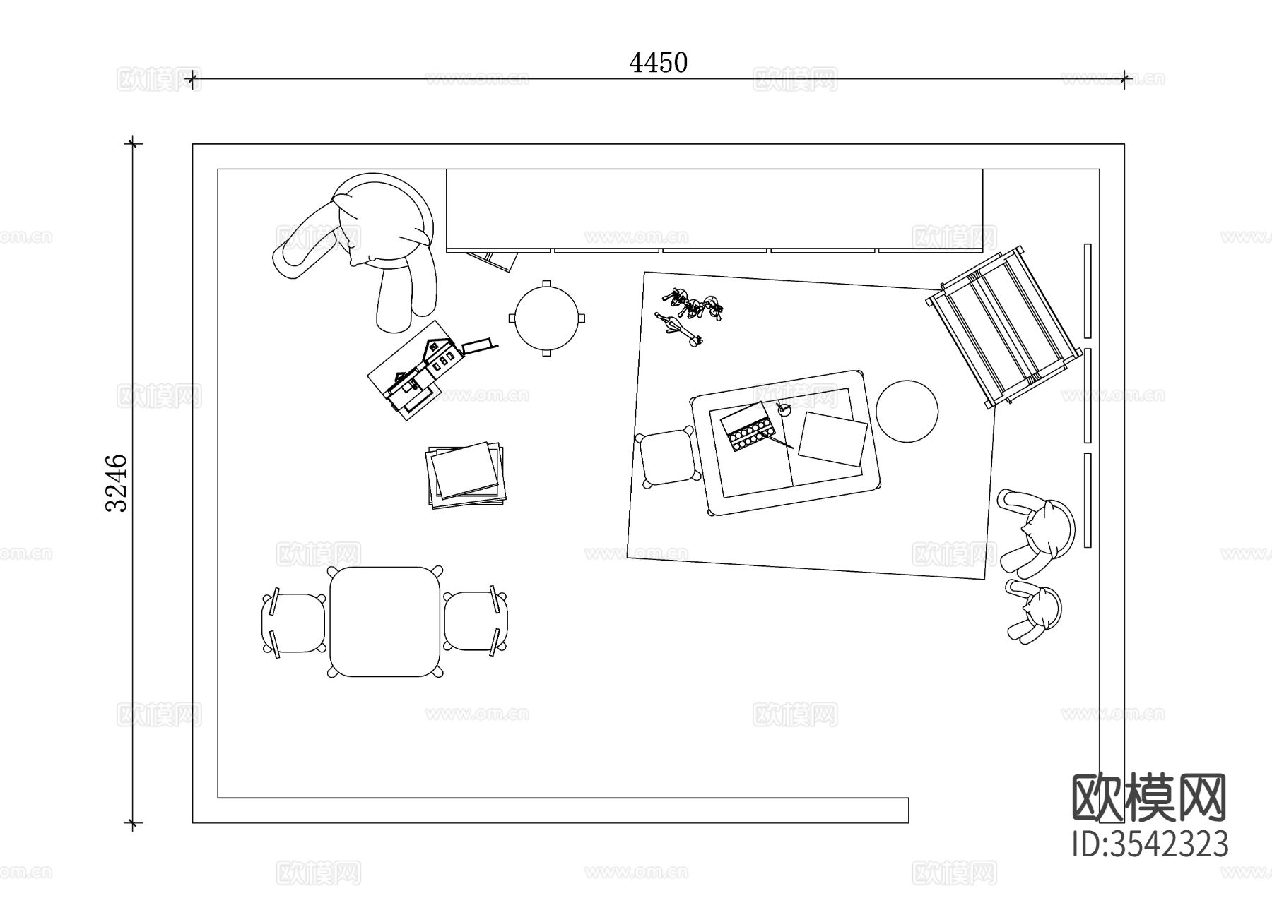 儿童游戏室cad平面图下载