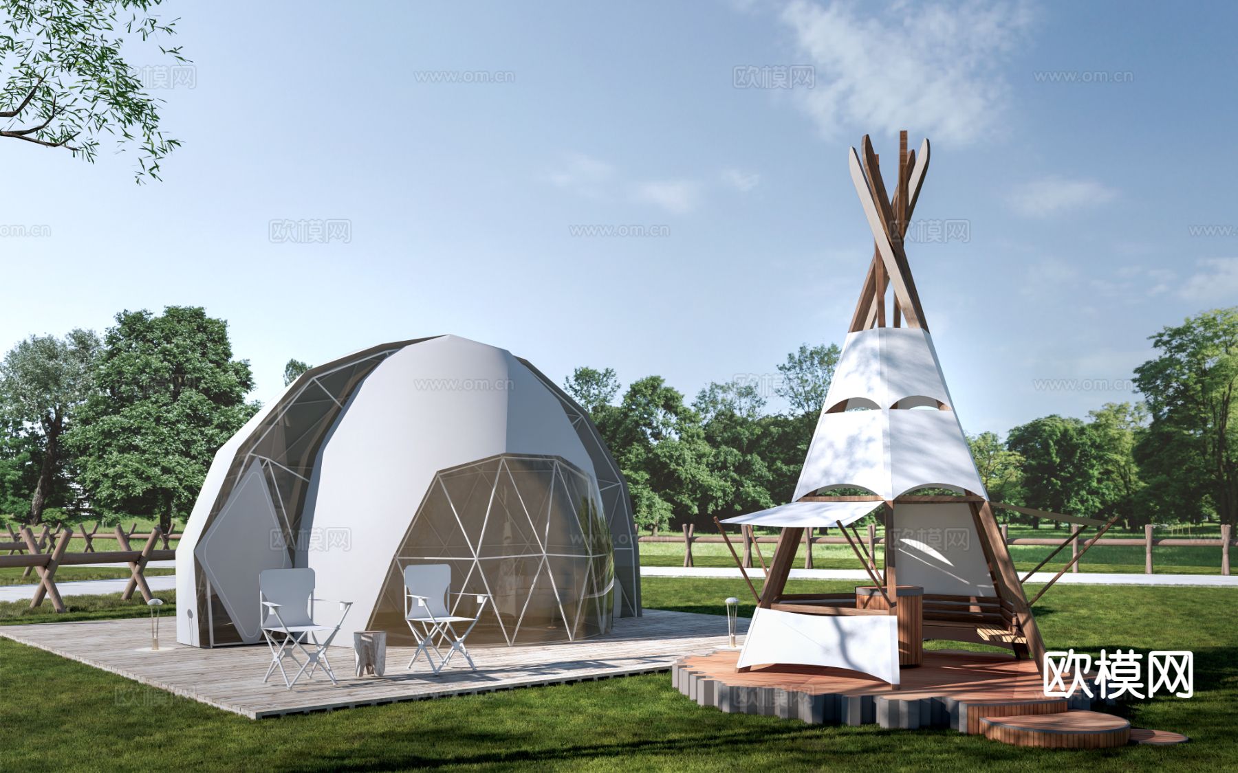 露营帐篷 户外帐篷 营地帐篷su模型下载（渲染图2）