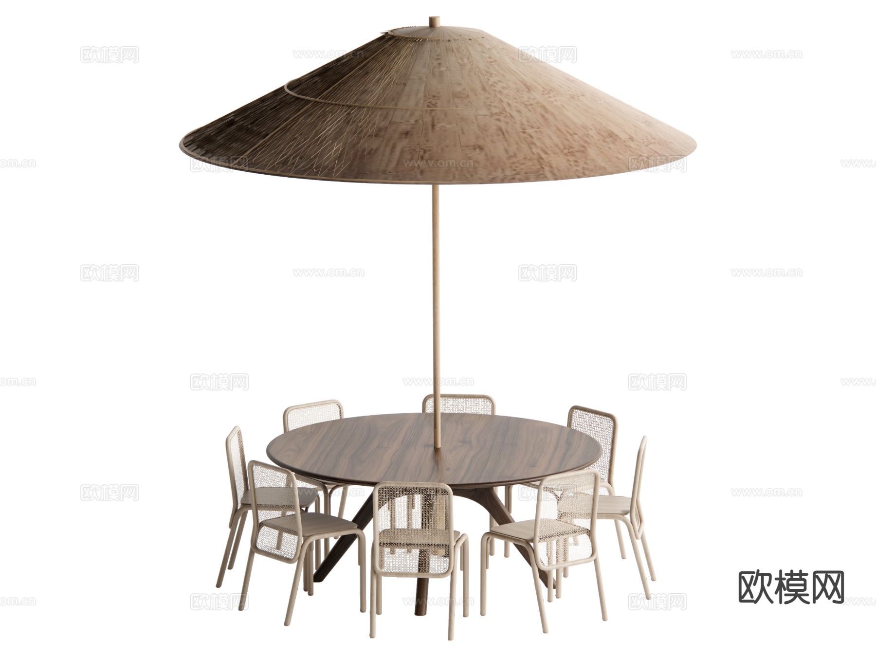 现代户外桌椅su模型下载（渲染图2）