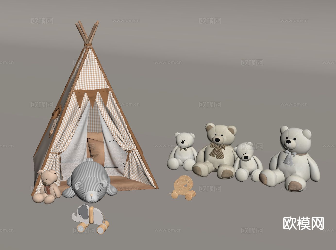 玩具 儿童帐篷 娃娃 公仔su模型下载（渲染图1）