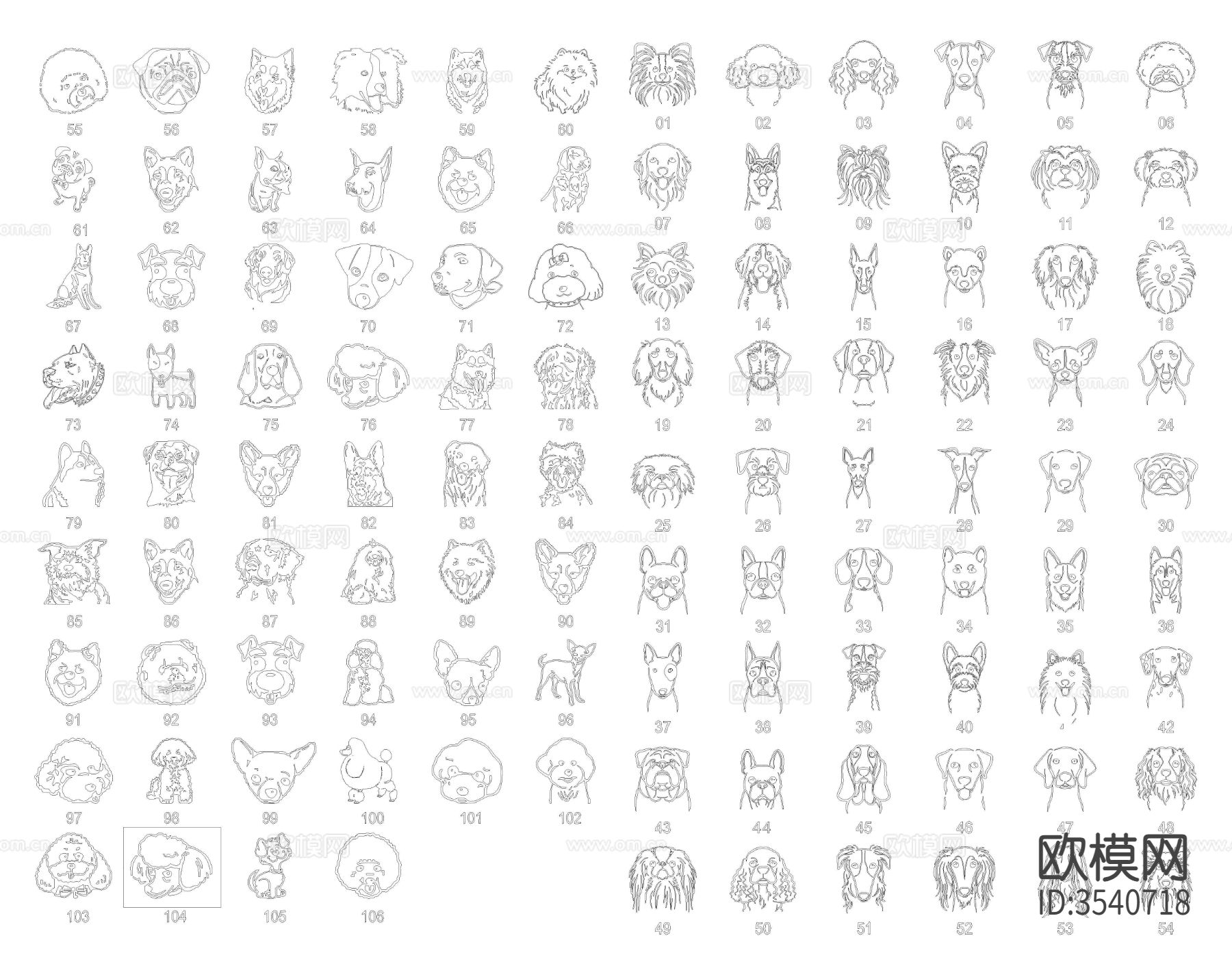 各种狗狗CAD图库下载（渲染图3）