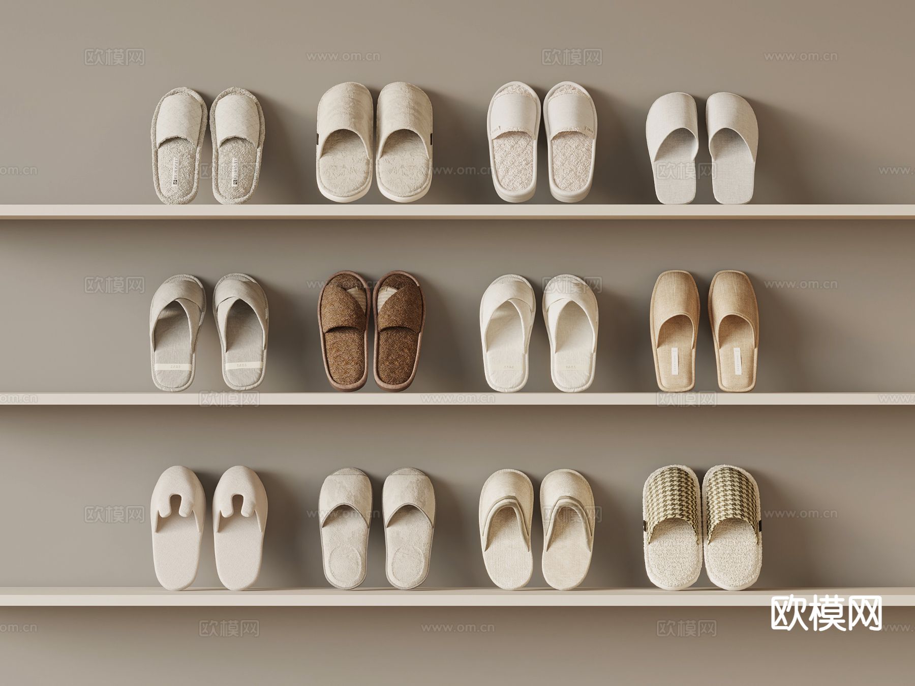 拖鞋 棉拖 一次性拖鞋 凉鞋su模型下载（渲染图2）