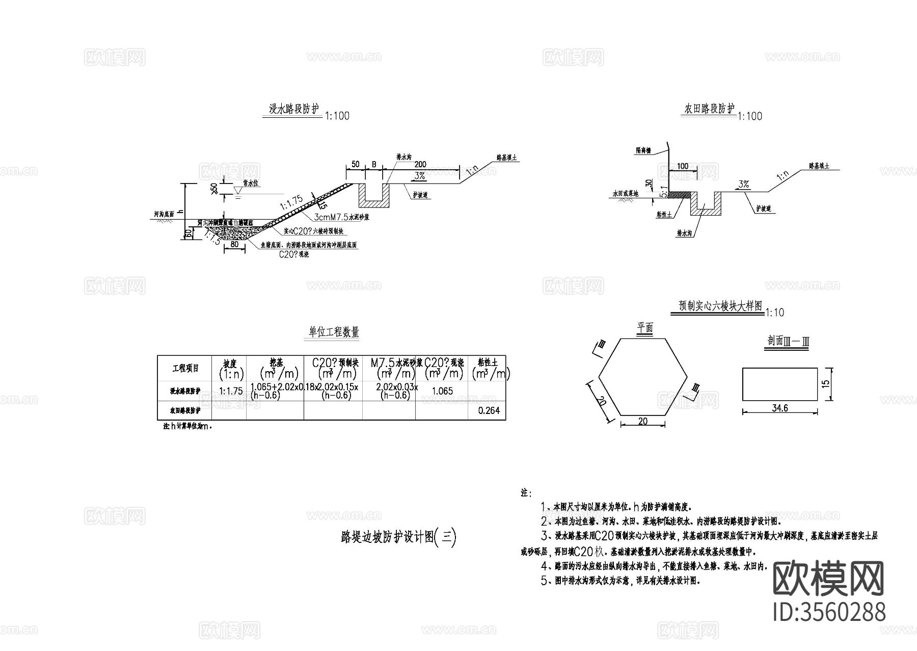 边坡防护cad大样图下载（渲染图2）