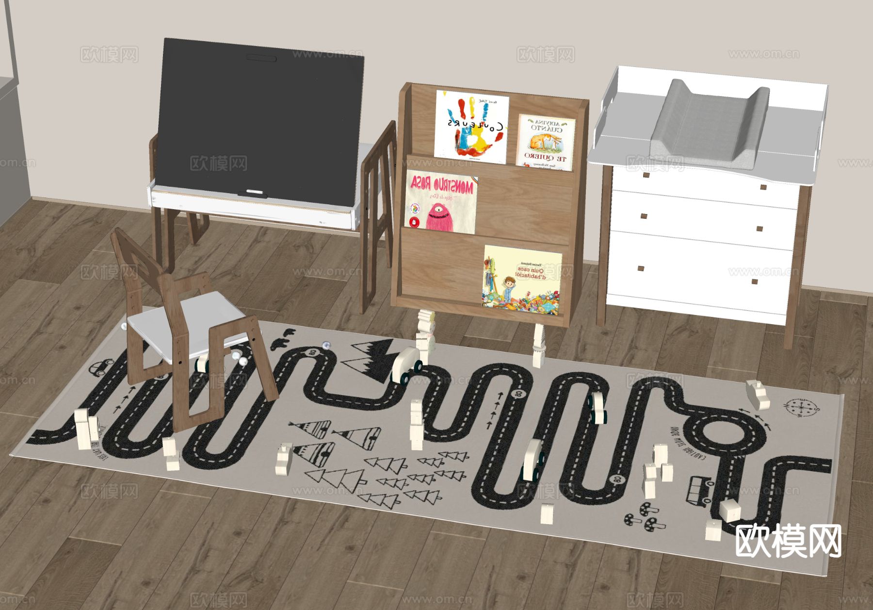现代儿童用品su模型下载（渲染图1）