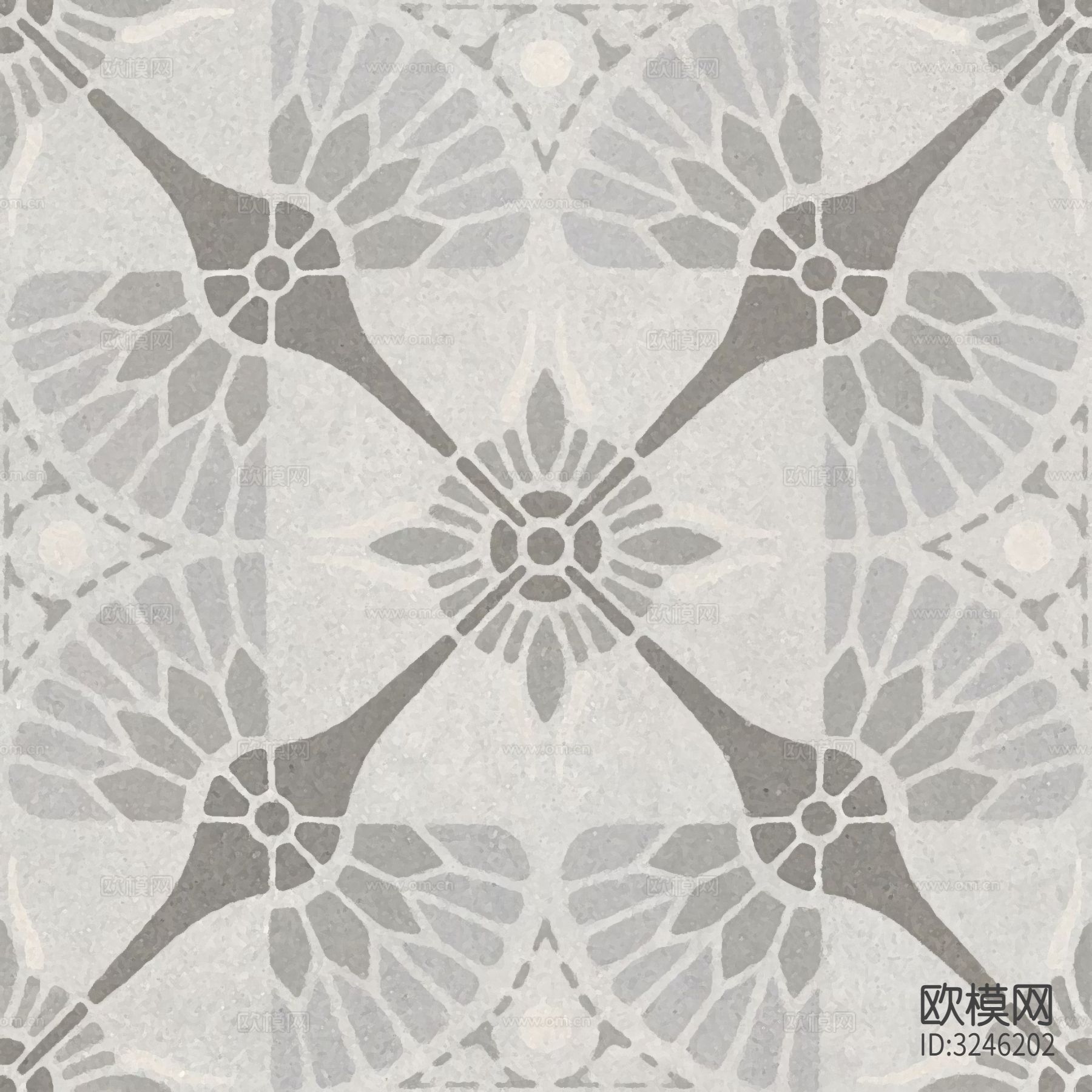 灰色现代简约花砖贴图下载