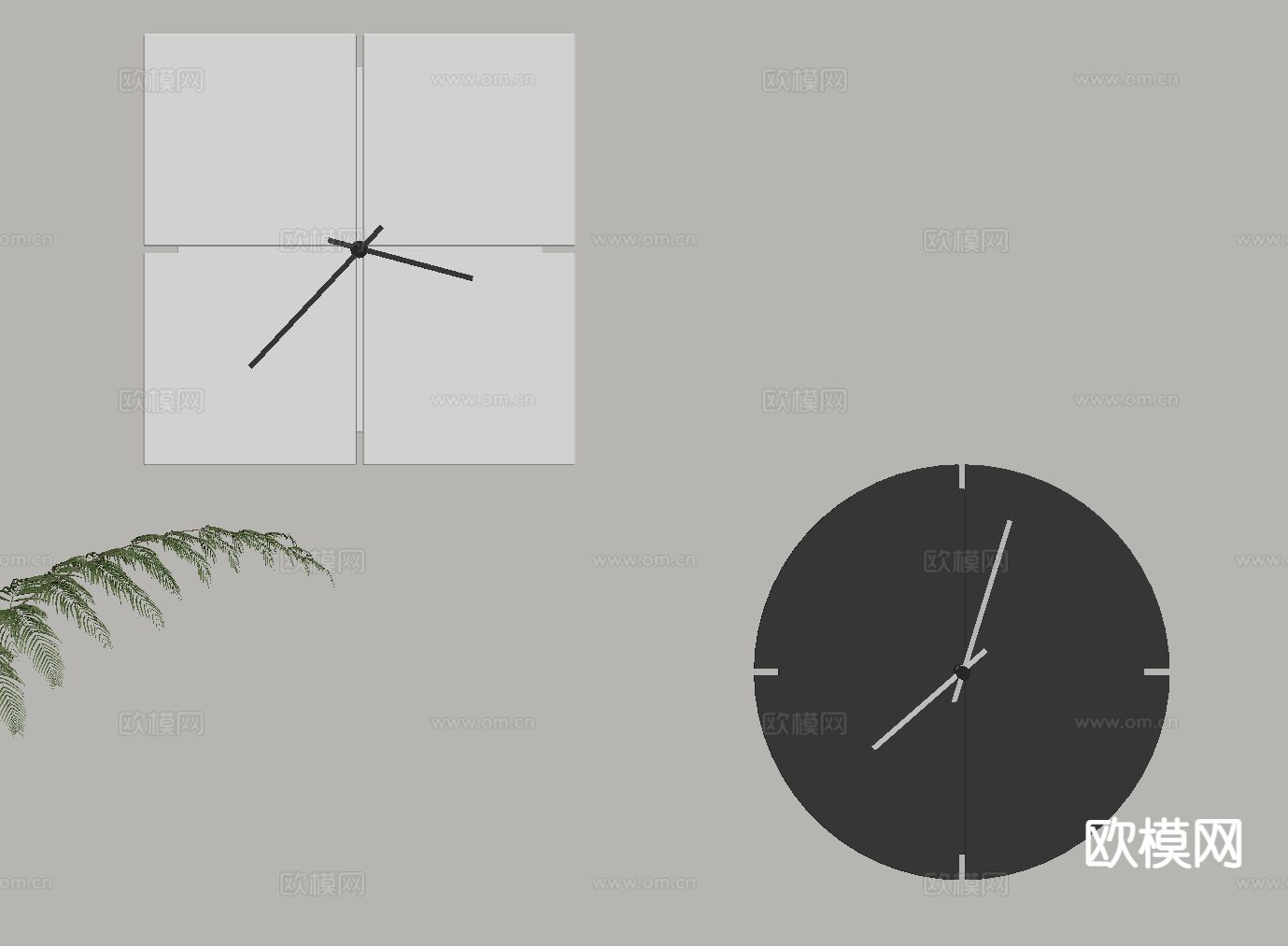 现代钟表 挂表su模型下载（渲染图1）