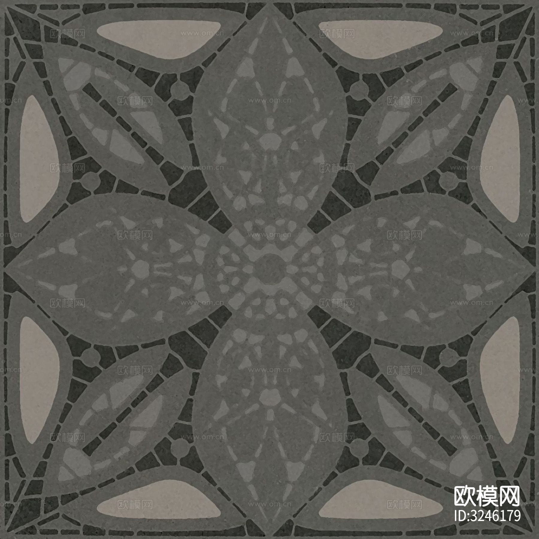 黑色现代简约花砖贴图下载（渲染图5）