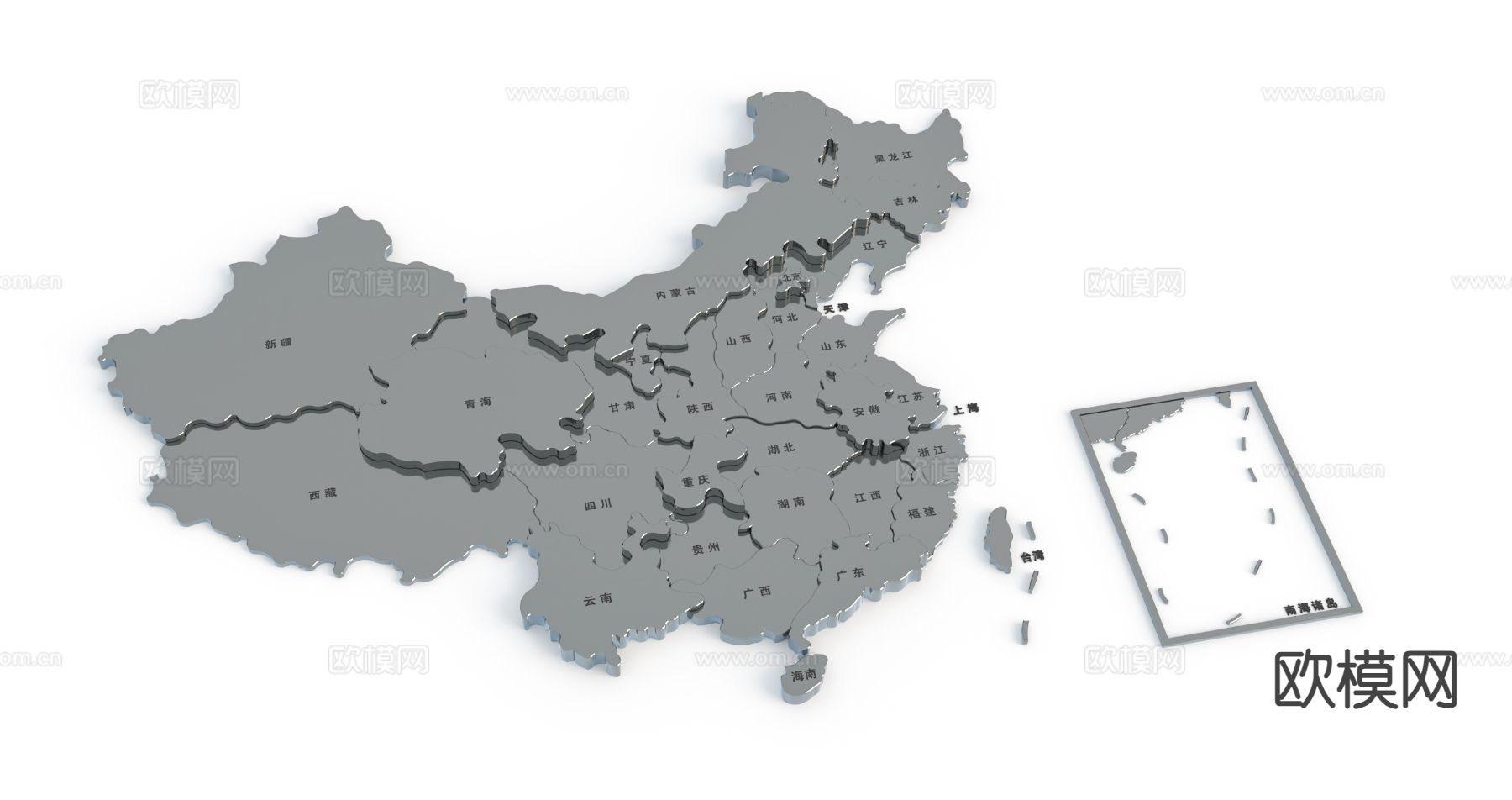 中国地图墙饰 中国个省份地图墙饰3d模型