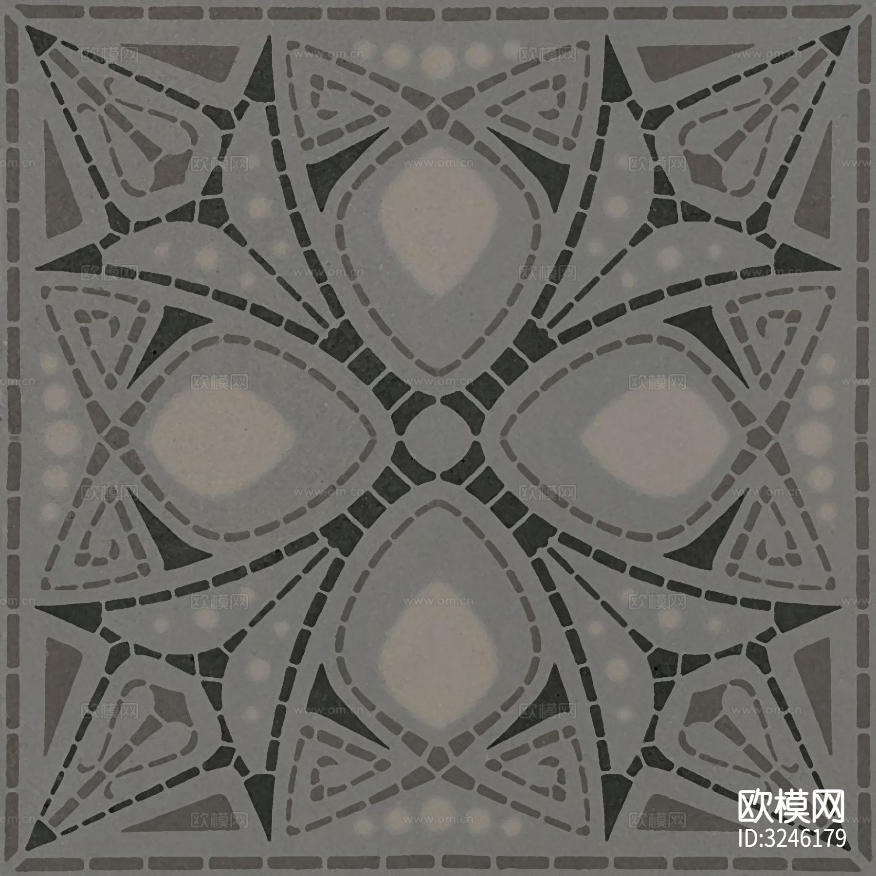 黑色现代简约花砖贴图下载（渲染图7）