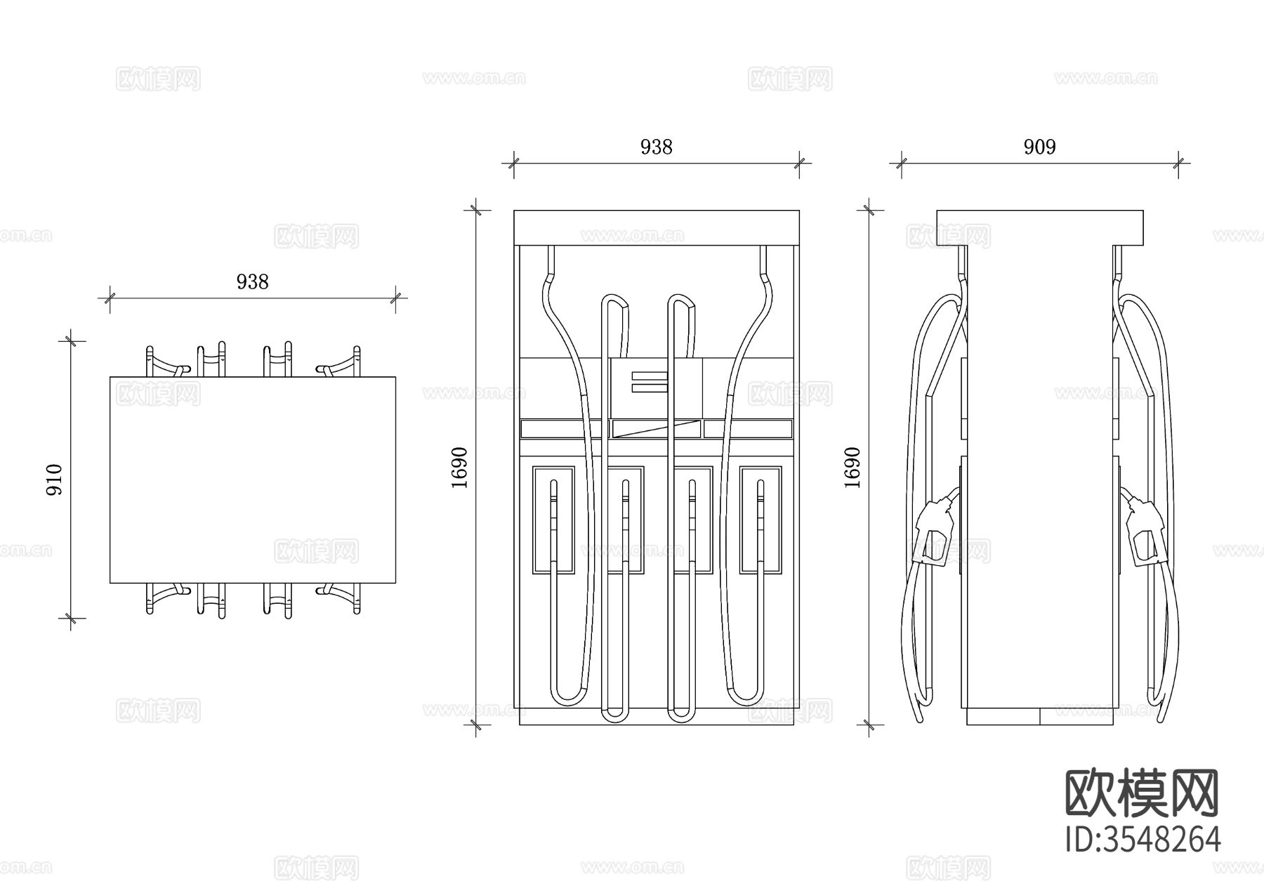 加油机cad立面图下载