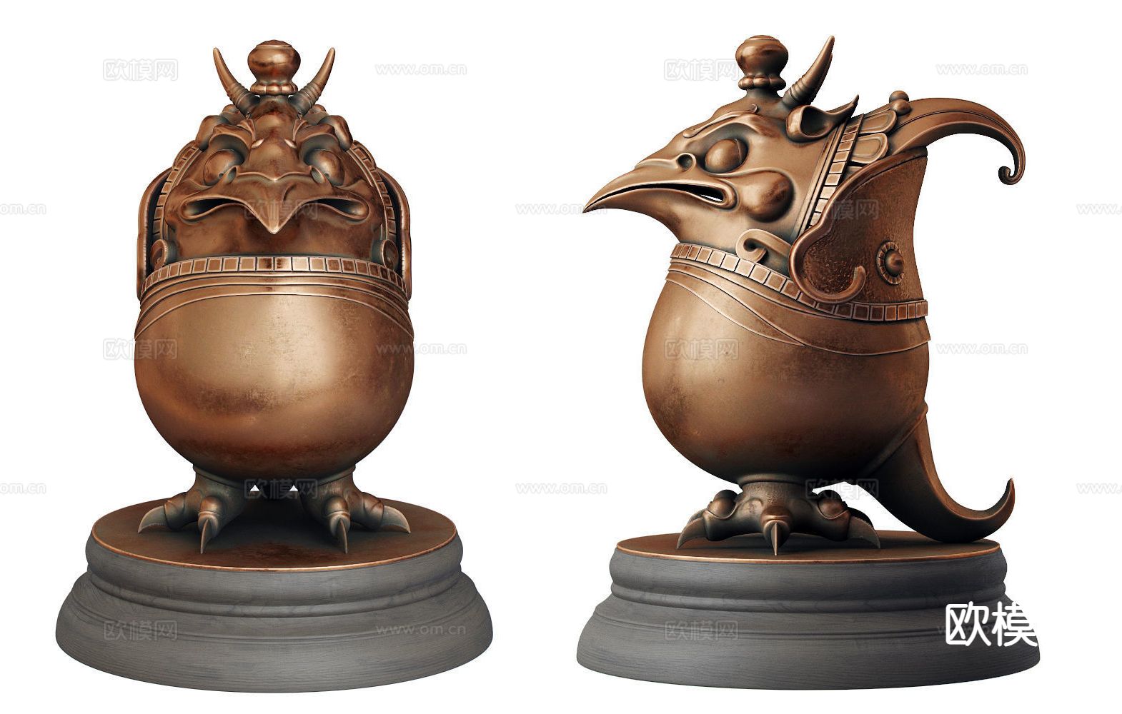 中古风雕塑 抽象动物雕塑 金翅鸟雕塑3d模型下载