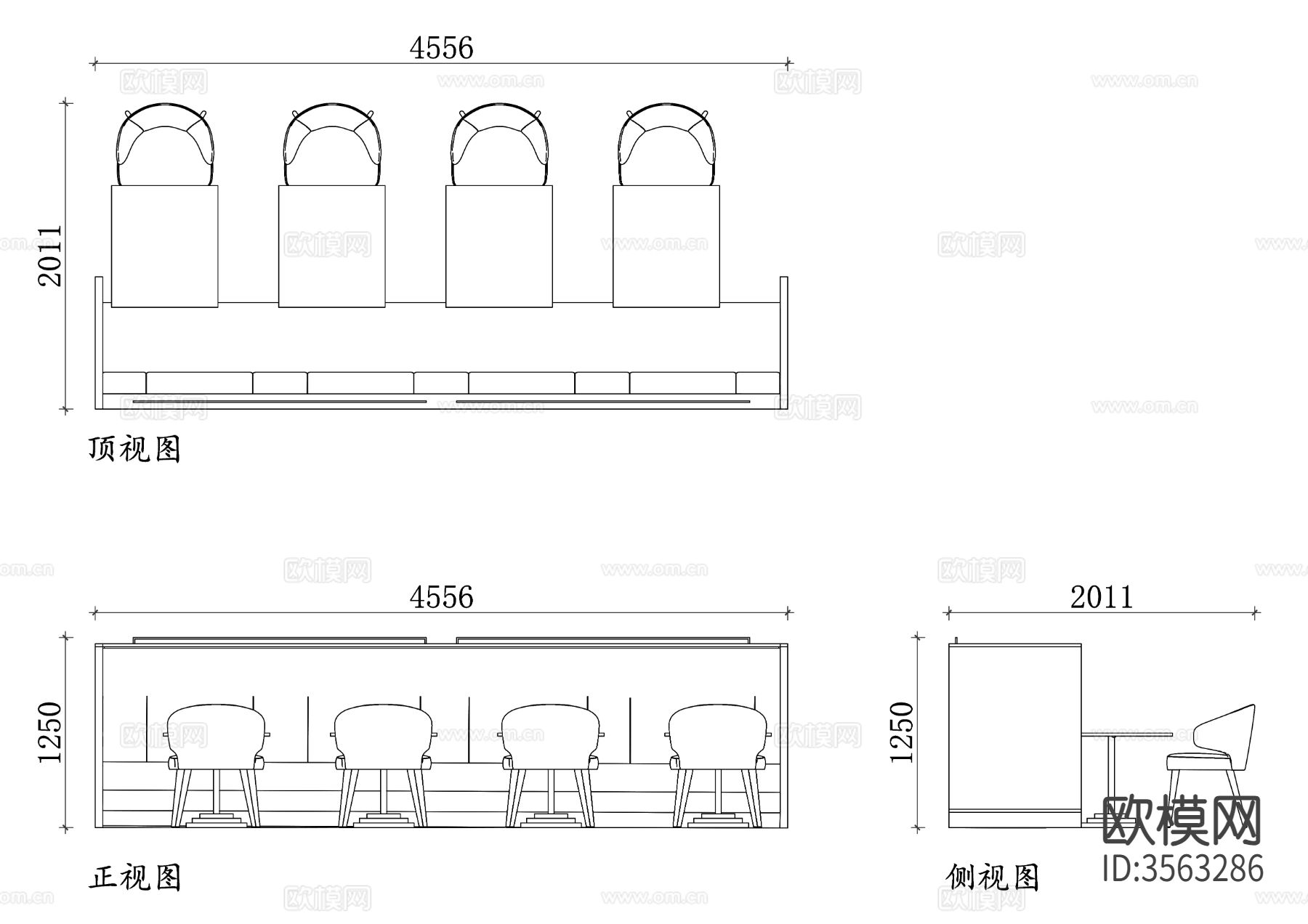 宴会席桌椅cad立面图下载