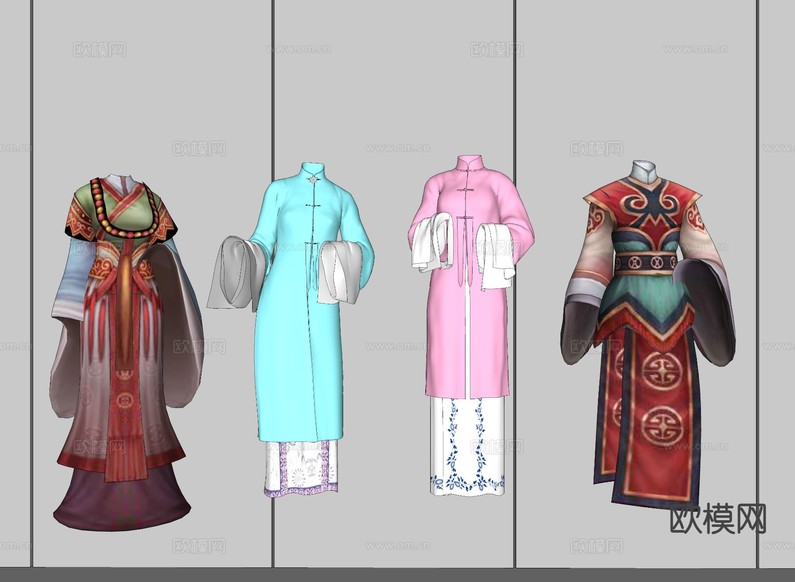 京剧戏服 古装服装su模型下载(渲染图1)