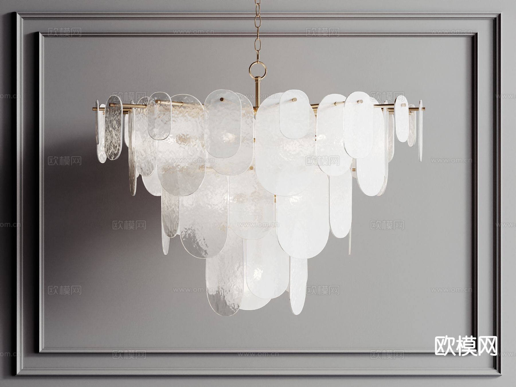 轻奢吊灯 玻璃吊灯su模型下载（渲染图2）
