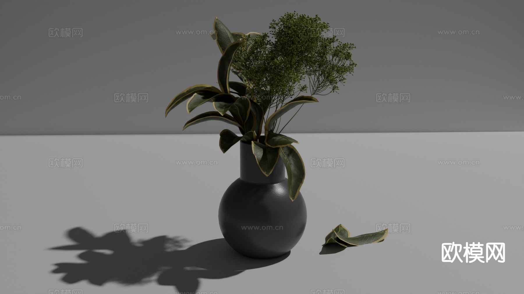 花瓶 花艺 插花 水生植物3d模型