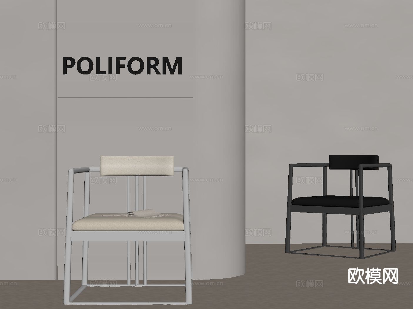 新中式椅子 圈椅su模型下载（渲染图1）