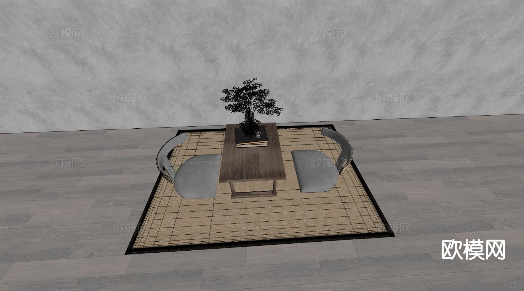 日式茶桌 榻榻米茶台su模型下载（渲染图1）