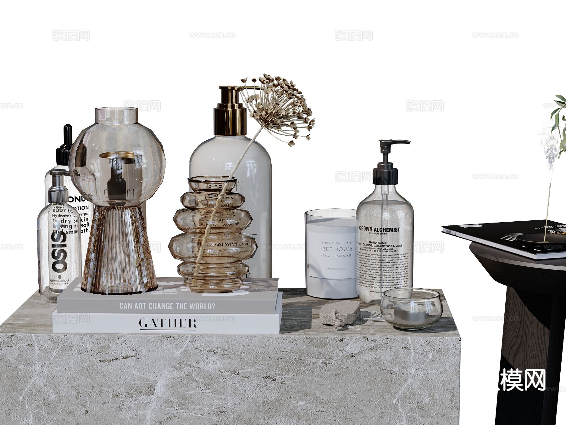 洗浴用品 洗发水 沐浴露 香薰灯su模型下载（渲染图2）