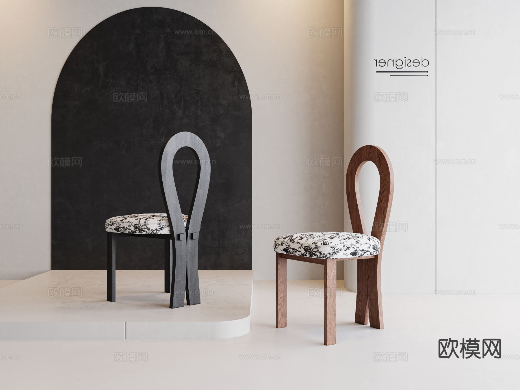 中古风椅子 餐椅3d模型下载