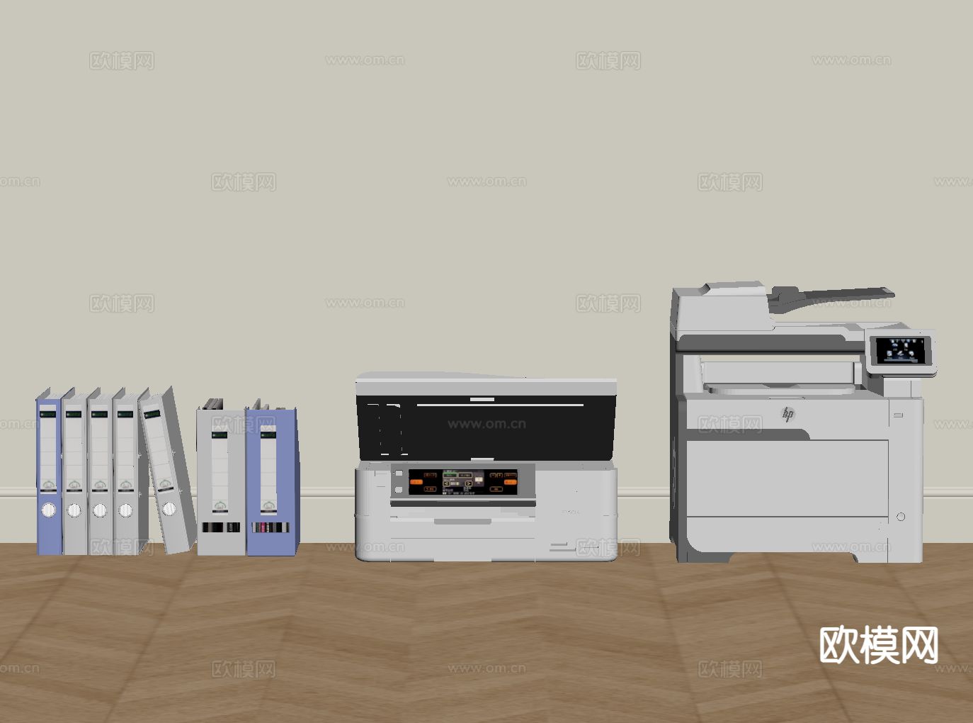 现代打印机 复印机 办公用品su模型下载（渲染图1）