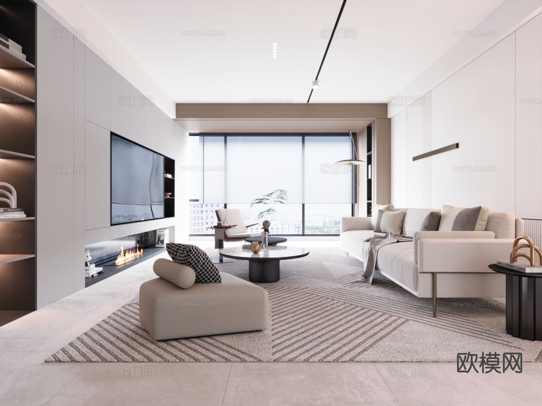 现代客厅3d模型下载