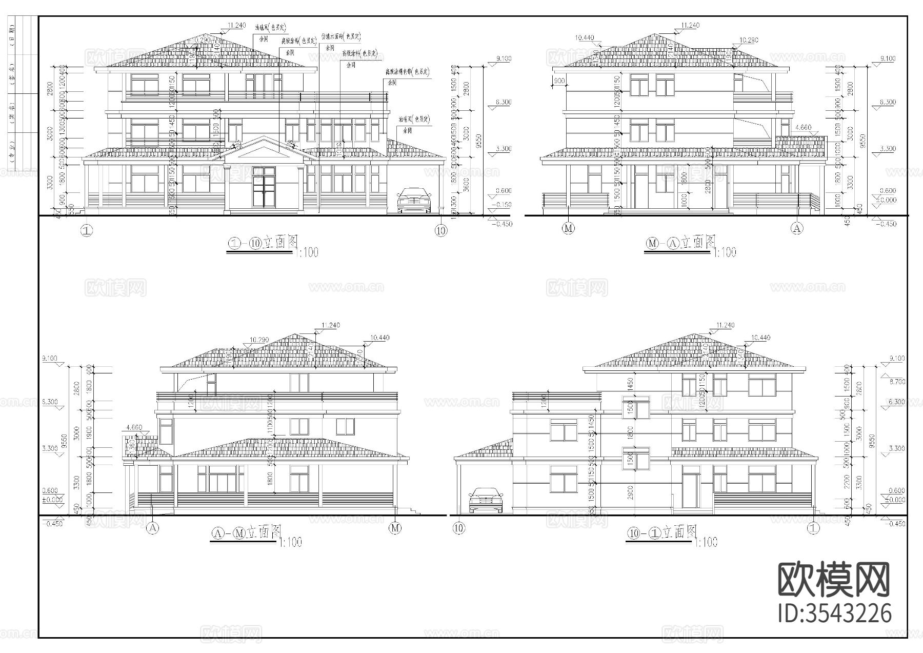 三层别墅建cad平面图下载（渲染图5）