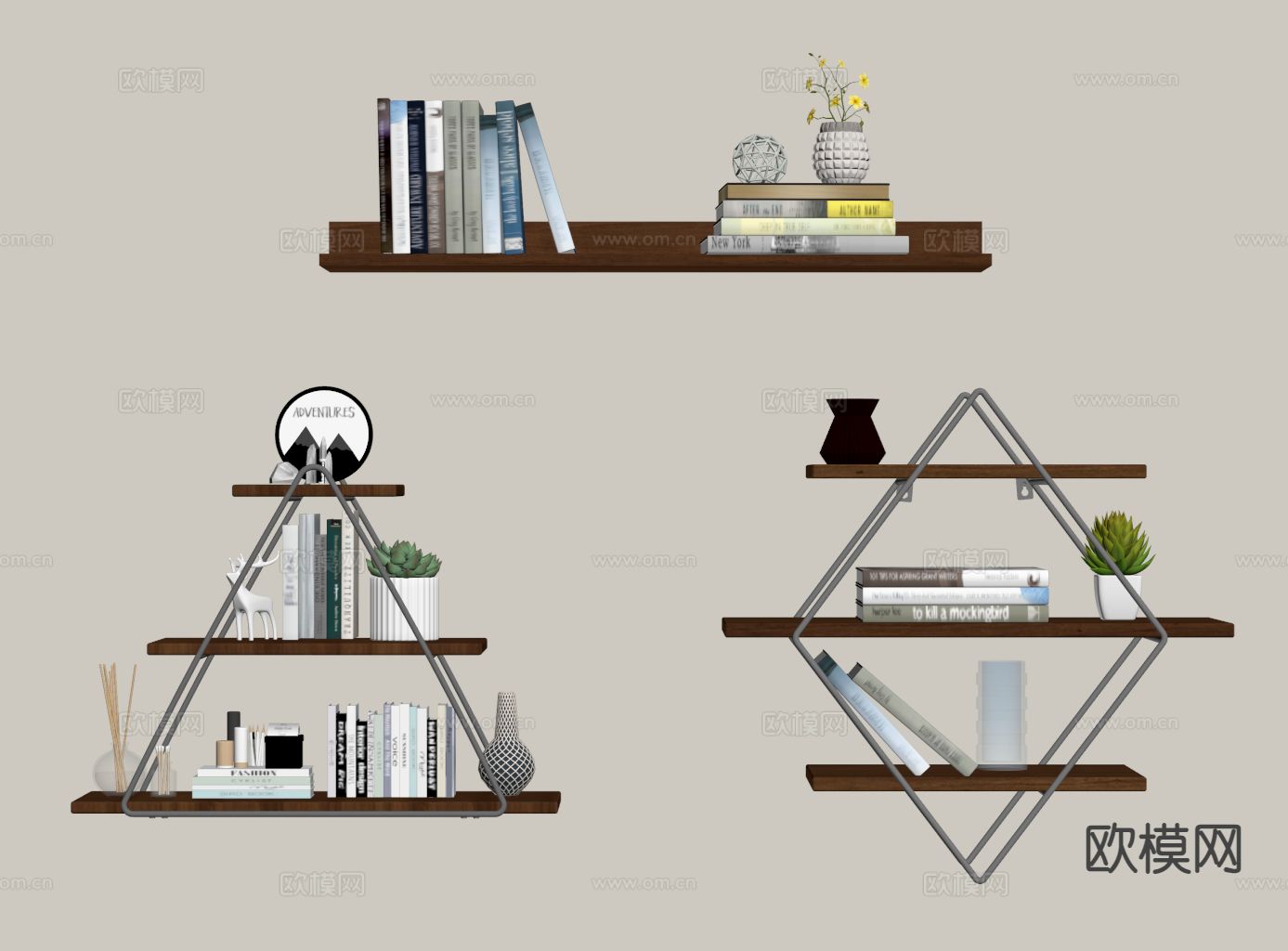 侘寂置物架 墙饰 装饰架su模型下载（渲染图1）