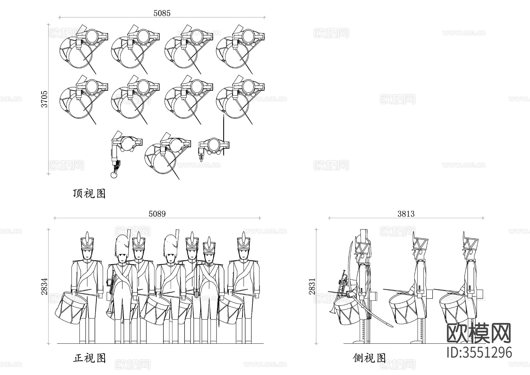军乐队cad立面图下载