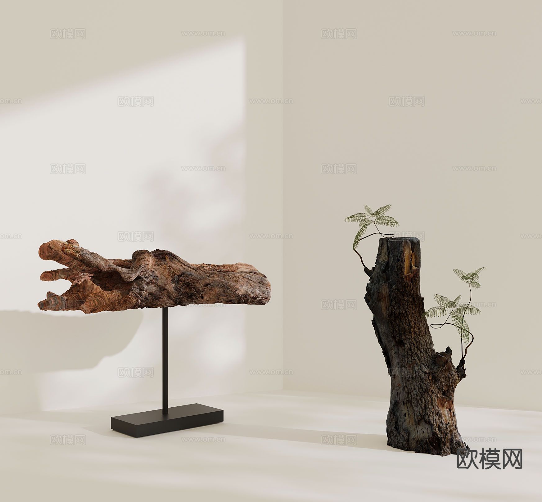 新中式雕塑 木头雕塑 艺术品su模型下载（渲染图2）