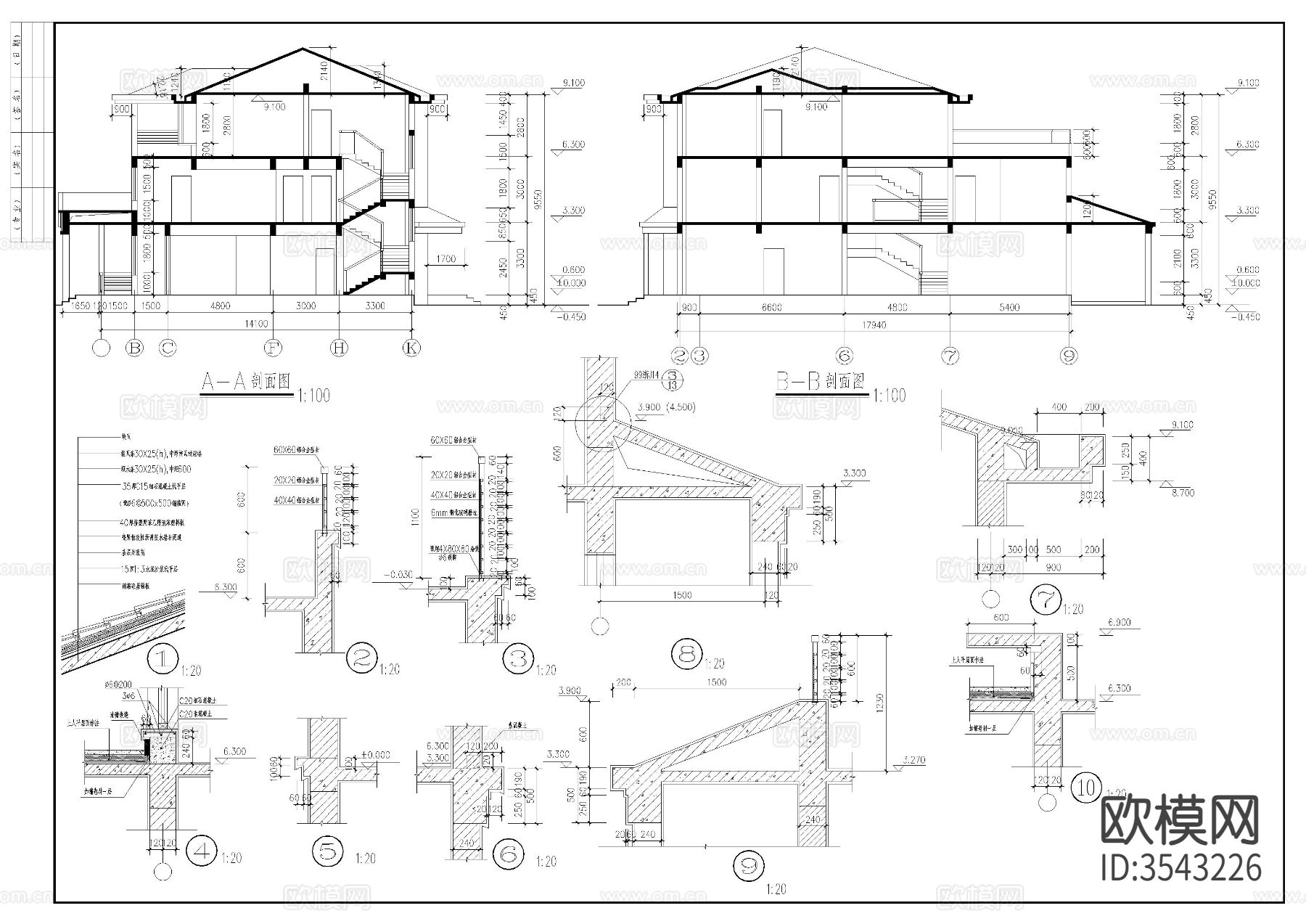 三层别墅建cad平面图下载（渲染图6）