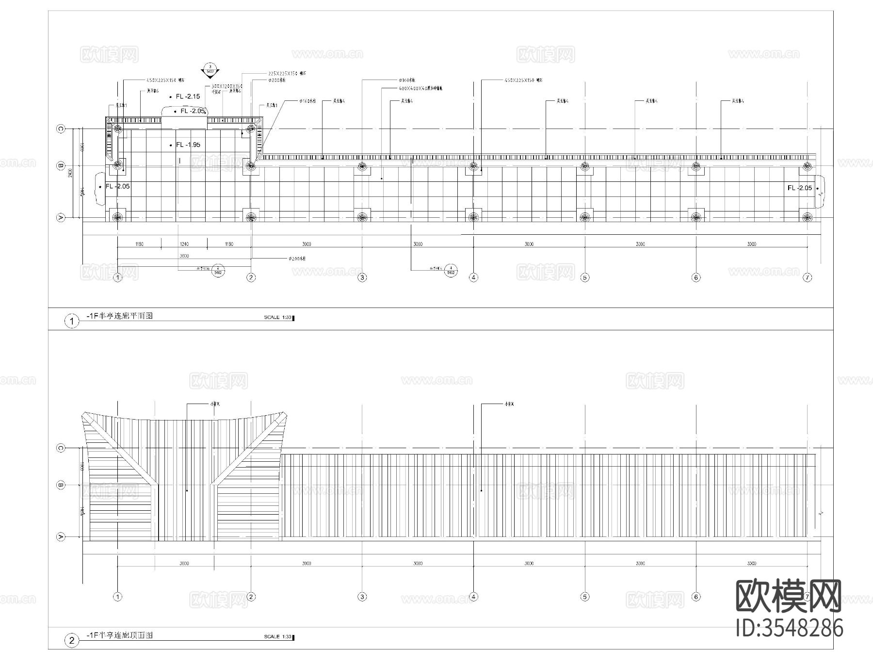 半亭伴廊 园艺亭子CAD施工图下载（渲染图8）