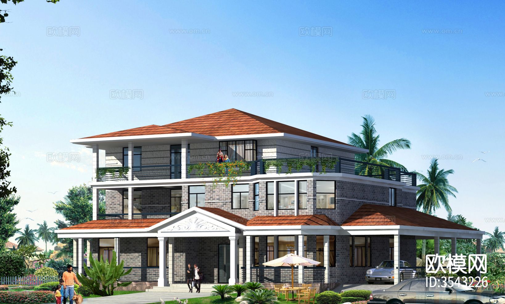 三层别墅建cad平面图下载（渲染图8）