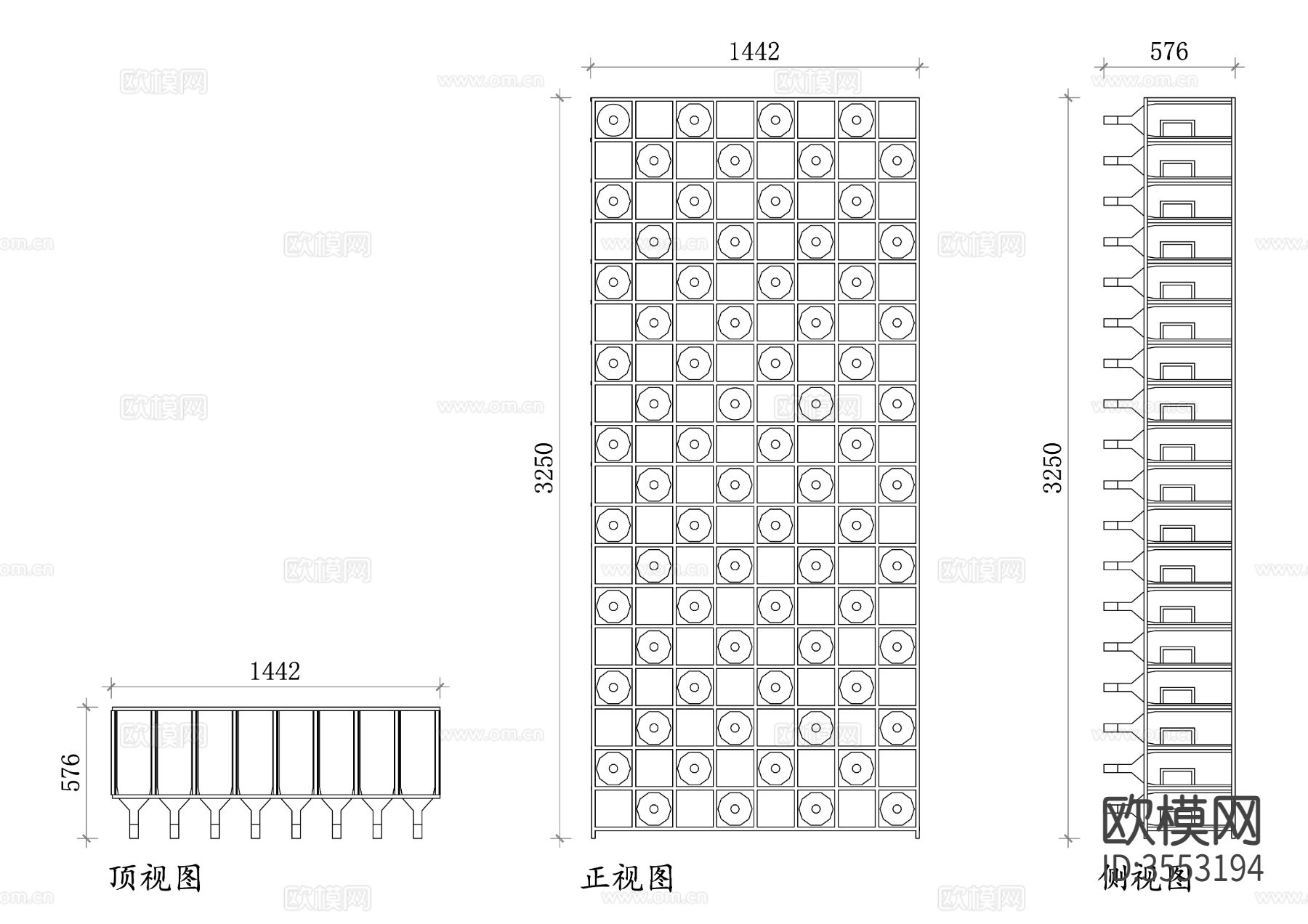 木质酒窖cad立面图下载
