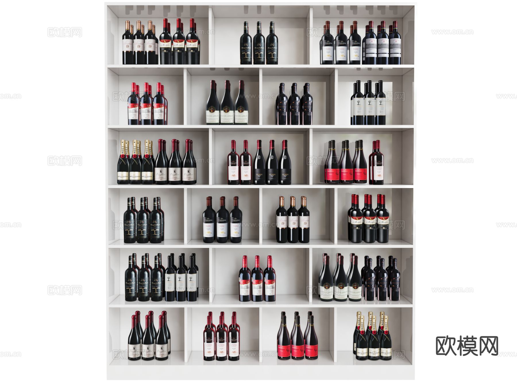 酒瓶 酒水 红酒 酒架su模型下载（渲染图2）