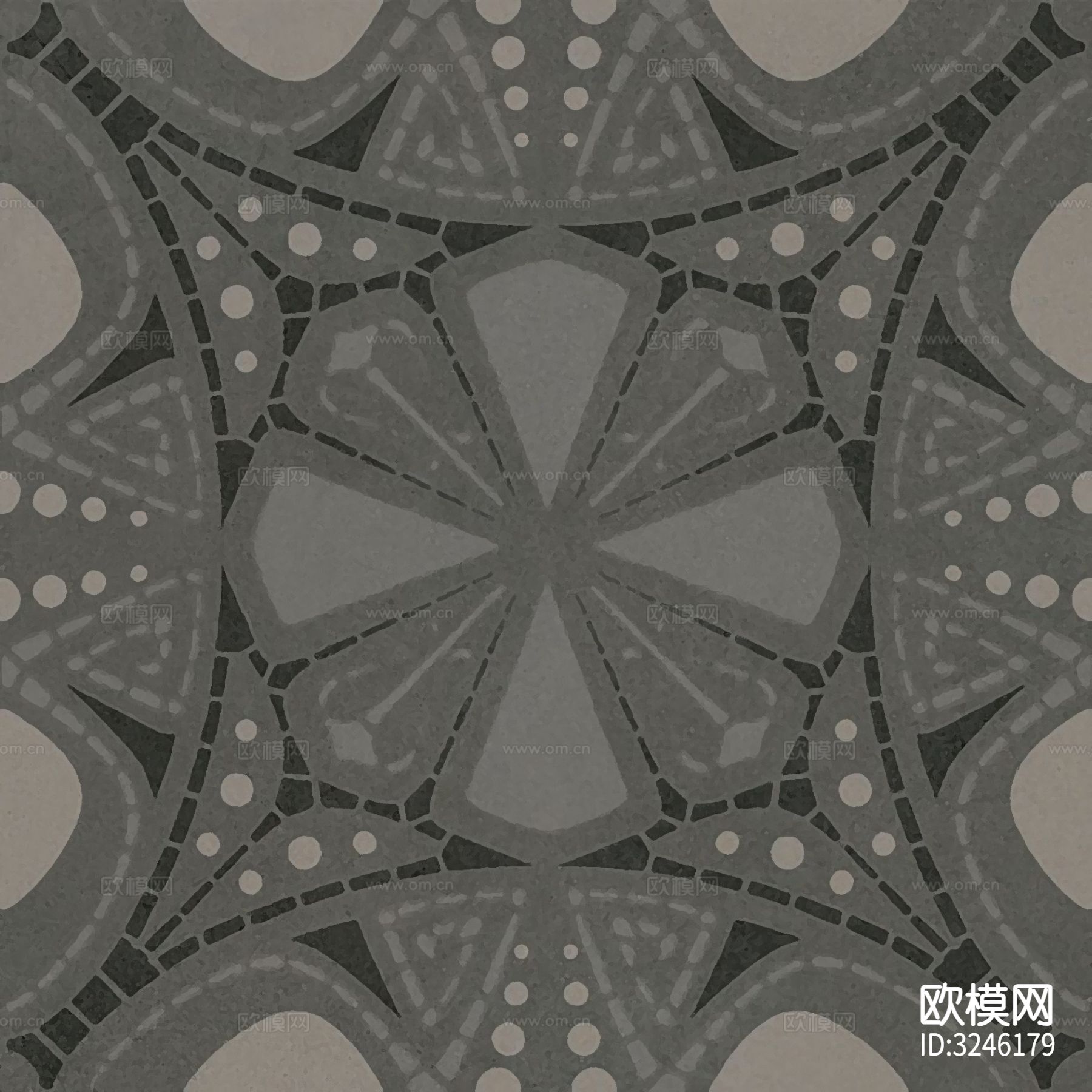 黑色现代简约花砖贴图下载（渲染图2）