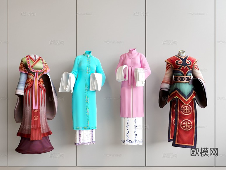 京剧戏服 古装服装su模型下载(渲染图2)