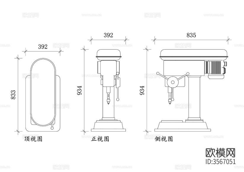 鉆孔器cad立面圖下載
