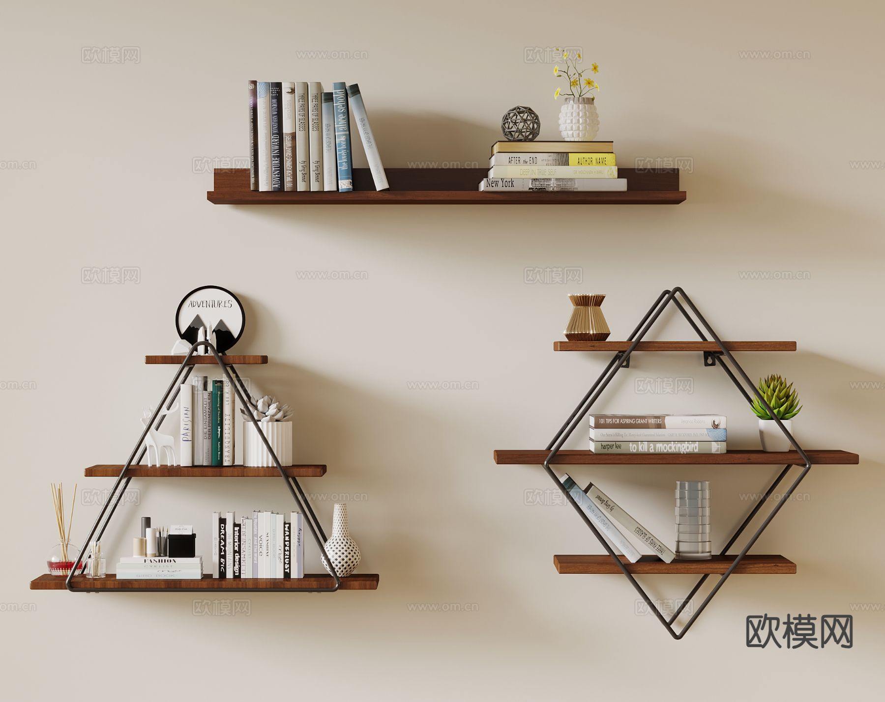 侘寂置物架 墙饰 装饰架su模型下载（渲染图2）